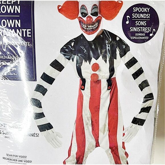 Amscan Creepy Clown Long Arm Illusion Halloween Costume Kids Size large New - Picture 1 of 7